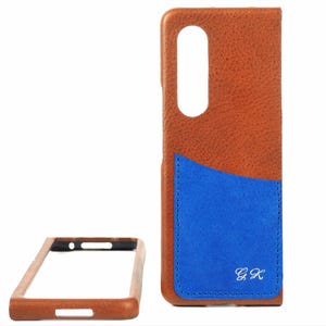 Étui en cuir pour Samsung Z FOLD 6/5/4/3/2 en cuir naturel véritable 1 emplacement pour carte de crédit de TYPE 1 à utiliser comme couleur de protection AU CHOIX