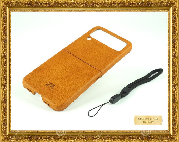 100% Italian Vegetable Tanned Leather Samsung Galaxy Z FLIP4/3/1 FREE Laser Customization