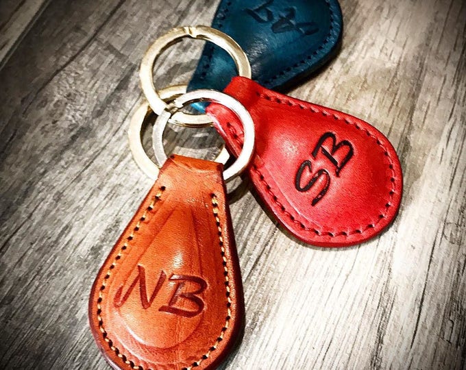 Key Ring Holder Italian Vegetable Tanned Leather choose colors and initials