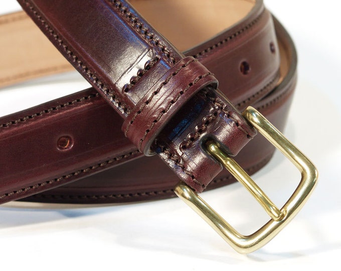 Genuine Shell Cordovan Leather Belt width 30 mm. 1,15 inches colour Burgundy