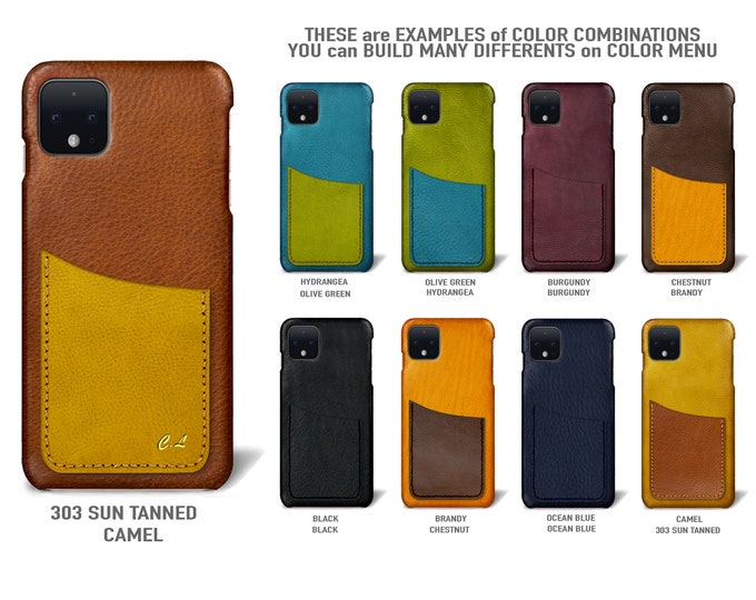 Goole Pixel 4 (smaller one) Italian Leather Case 1 vertical card slot Type 1 to use as protection Choose COLORS