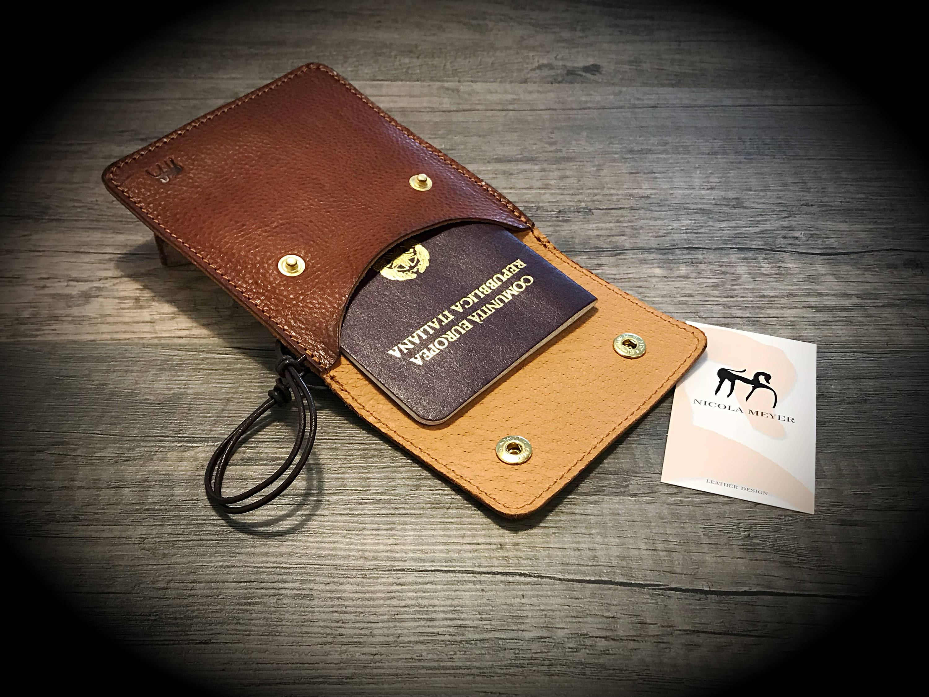 Designer Vegetable Tanned Leather Passport Cover Dark Brown