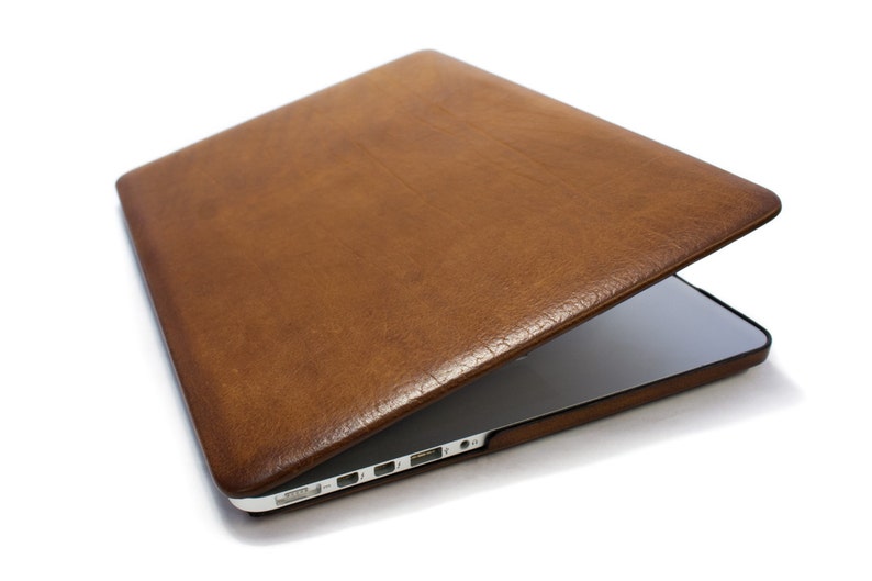 MacBook 12/13/13.6/15/14/16 Hard Top and Bottom leather case made by genuine Italian leather as protection choose Body and Device image 1