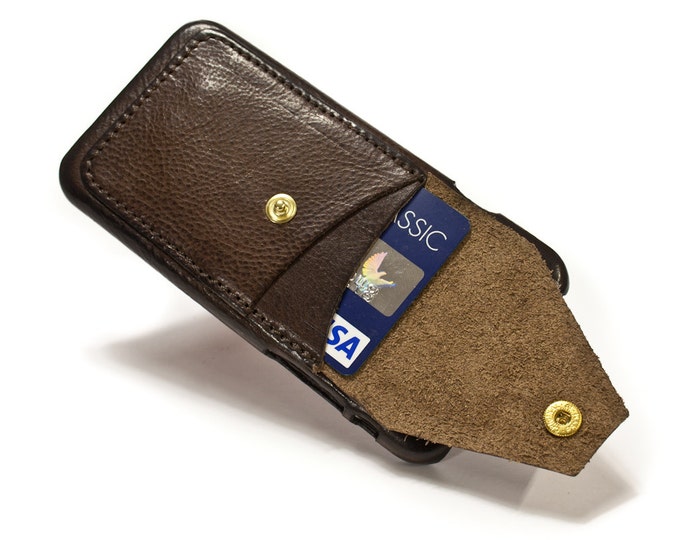 iPhone XR 6.1" leather credit card case 2 slots vertical plus a Flap choose colour of Body and Accent