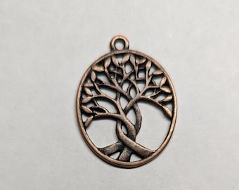 Tree of Life Pendant in Dark Antique Copper Color Metal Nature Pendant.