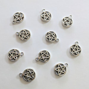 Antique Silver Color Pentacle Charms: Small Wicca Pagan Jewelry