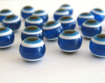 Dark Blue Evil Eye Beads: 10mm Resin Beads, Lot of 20/50