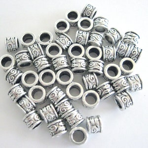 10 Large Hole Metal Silver Spacer Beads with Fancy Swirls Add a Bead Jewelry Large Hole Beads Big Hole Beads image 4