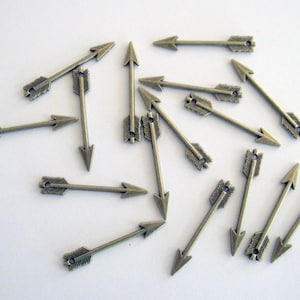 Bronze Arrow Charms: Medieval Weaponry, Archery Pendants - 1 Inch, 20 Pieces