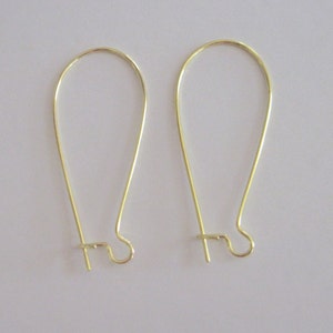 10 Pairs Long Gold Plated Kidney Ear Wires, Long Earring Wires