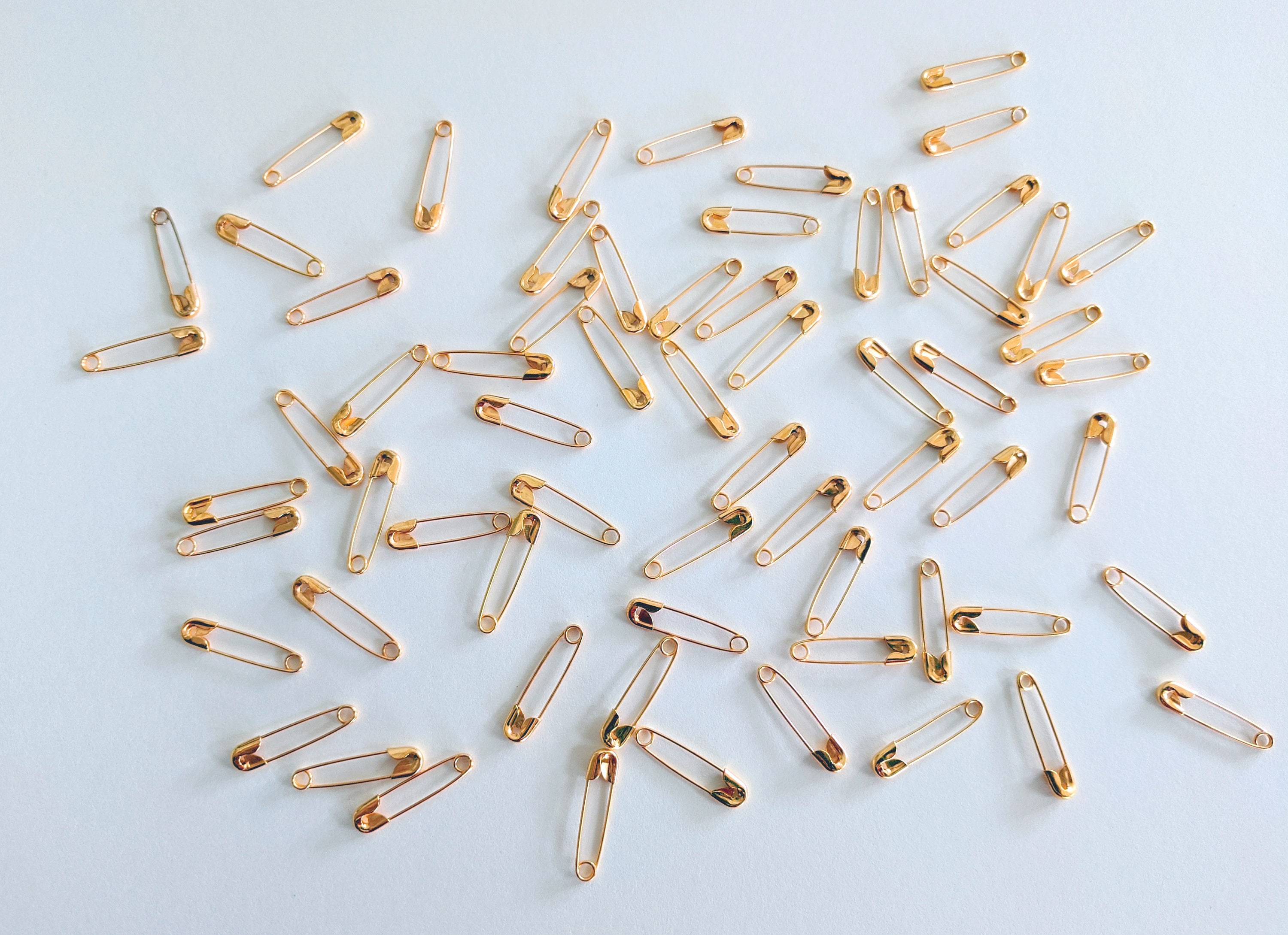 50 Small Tiny Gold Metal Steel Mini Safety Pins 2cm 20mm