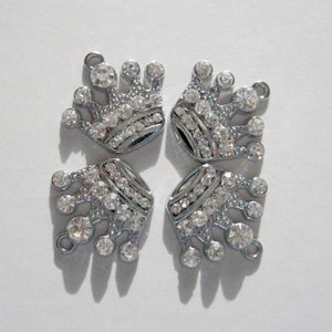 Sparkling Rhinestone Silver Crown Charms: Queen, Princess, Tiara