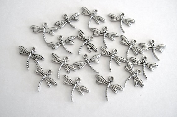 Very Small/Tiny Dragonfly Charms. Silver Color Dragonflies.  20 Pieces