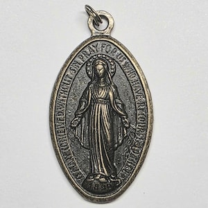 Large Bronze Virgin Mary Pendant - Religious Jewelry Rosary