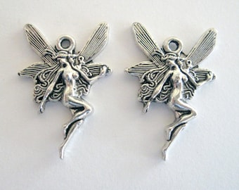 Art Nouveau Fairy Charms:  Metal Silver Color, Jewelry Making (10 or 20 Pack)