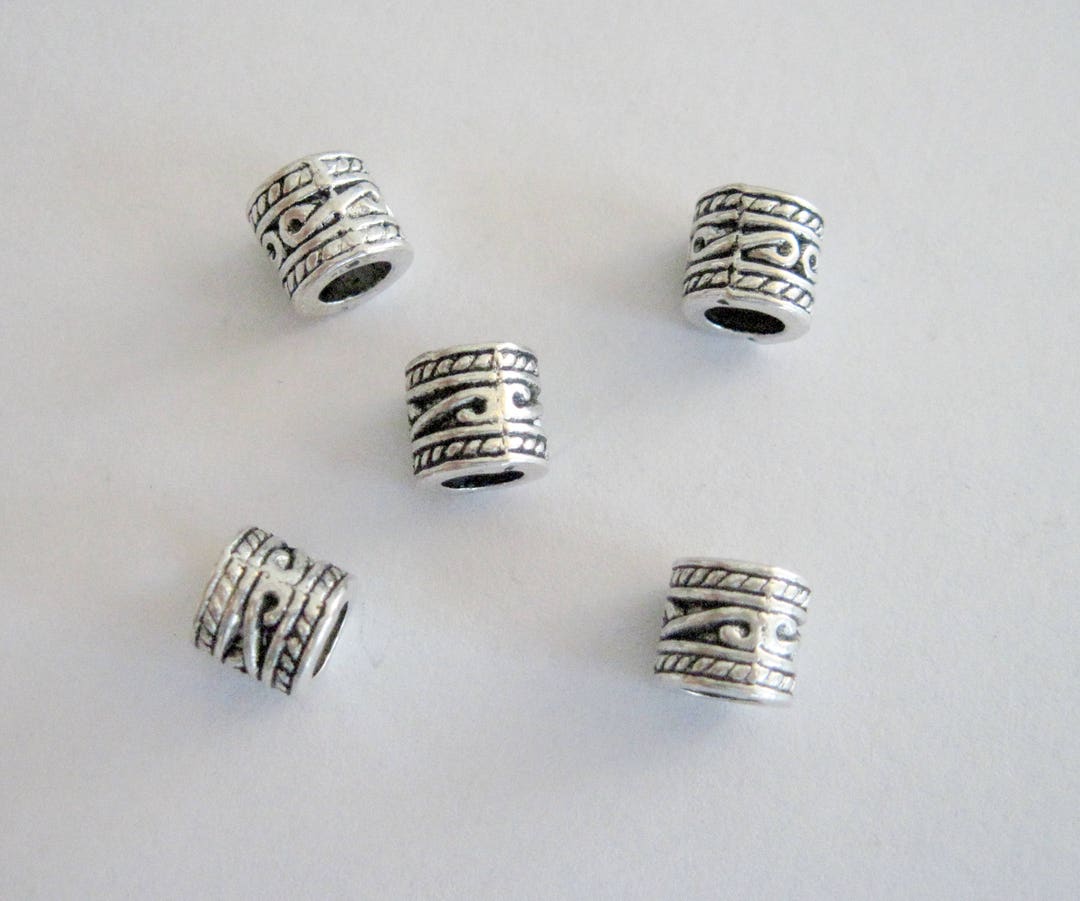 10 Silver Color Scroll Pattern Large Hole Beads. - Etsy