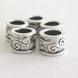 10 Large Hole Metal Silver Spacer Beads with Fancy Swirls Add a Bead Jewelry Large Hole Beads Big Hole Beads image 3