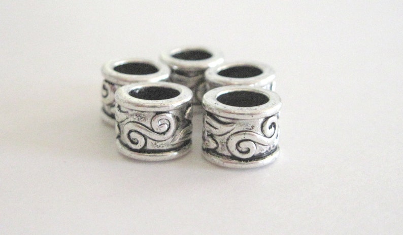 10 Large Hole Metal Silver Spacer Beads with Fancy Swirls Add a Bead Jewelry Large Hole Beads Big Hole Beads image 3