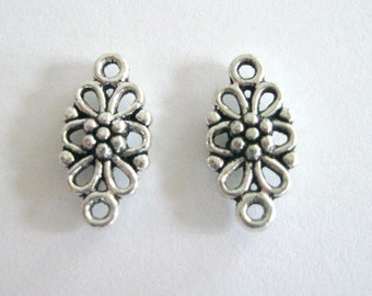 10 Small Silver Tone Flower Filigree Look Connectors - 5/8 Inch Connectors - Connectors For Jewelry Making