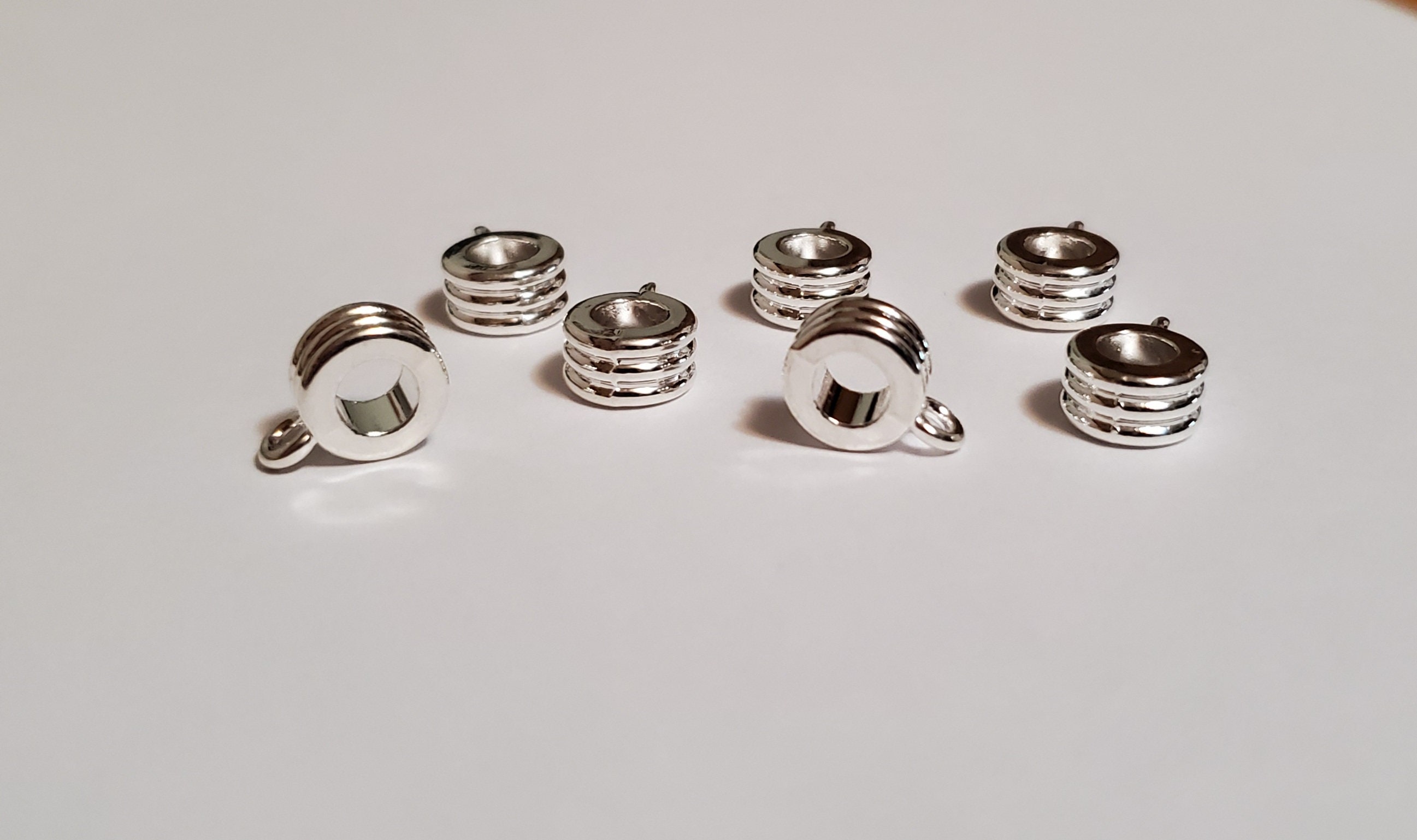 thumbnail image 2 of Silver Plated European Large Hole Bail Beads – B8430 – Choose 10, 20, Or 50pcs – Xanadu Designs 2 of 4