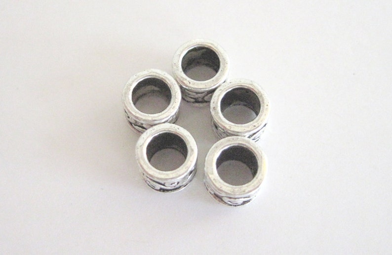 10 Large Hole Metal Silver Spacer Beads with Fancy Swirls Add a Bead Jewelry Large Hole Beads Big Hole Beads image 2
