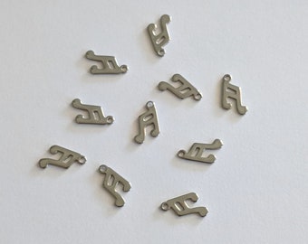 20 Tiny Stainless Steel Musical Note Charms. Small Music Charms.