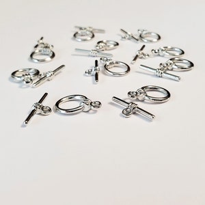 10 Pairs of Very Small Simple Style Silver Tone Color ( not bright) Toggle with Bar Clasps.