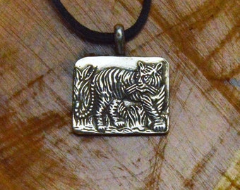 Tiger of the Jungle Closely Observing the Surroudings, Magnificent, Detailed to Perfection in Sterling Silver