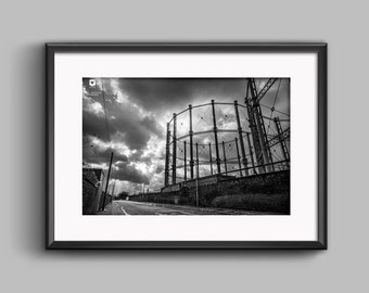 Manchester Gasworks Print: Black & White Urban Fine Art Photography