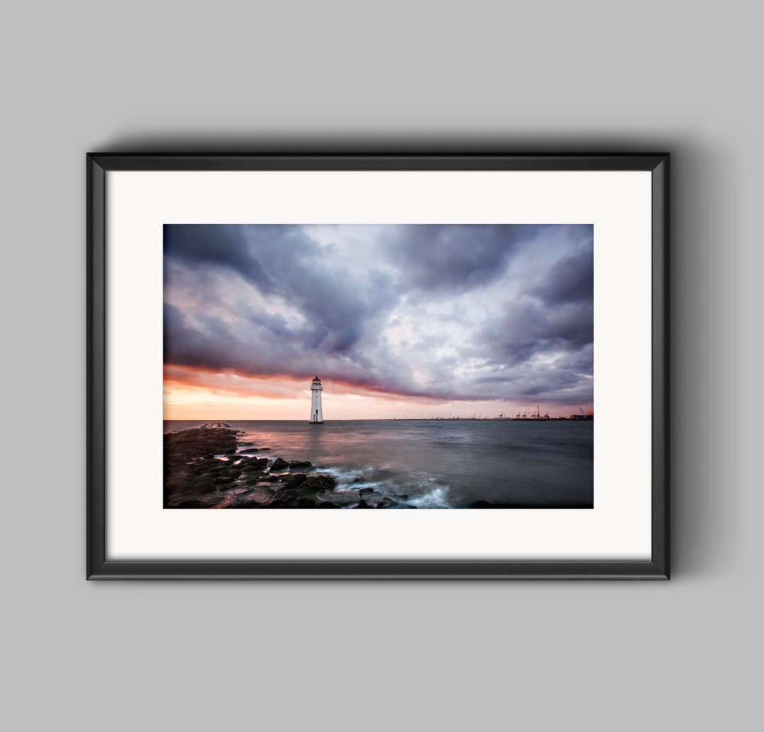 Sunset Over New Brighton Lighthouse Wirral a Fine Art - Etsy