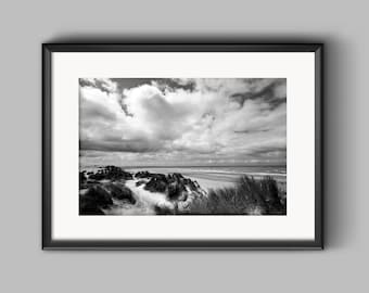 Formby Point Sand Dunes Print: Black and White Coastal Photography