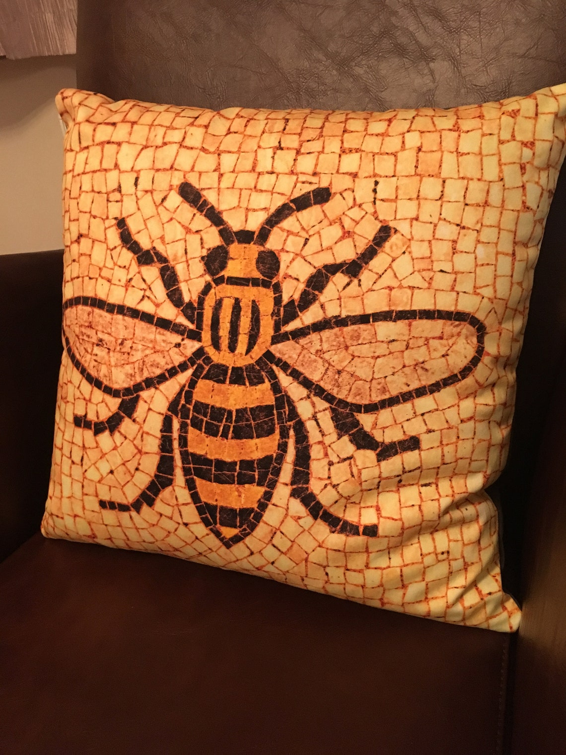 The Manchester Bee as a Cushion / Mosaic / Bee / Cushion / Etsy