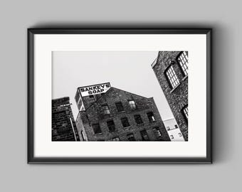 Sankeys Soap Manchester Print: Black and White Vintage Artwork