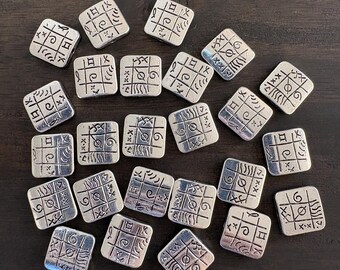 25 Square Etched Symbol Spacer Beads