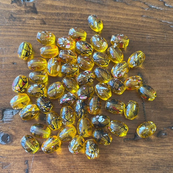 Bead Destash Golden Yellow Glass Beads with 90’s splatter