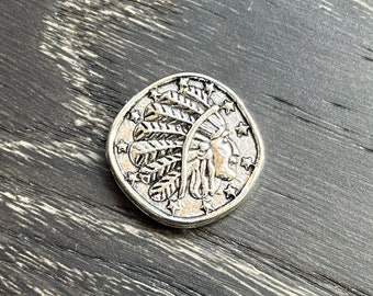 Native American Indian Head Coin Style Bead