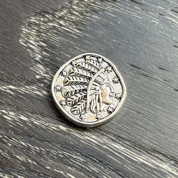 Native American Indian Head Coin Bead