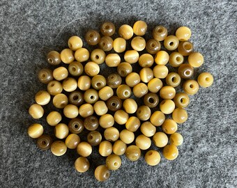 Bead Destash Light Brown Cat Eye Round Glass Beads