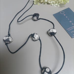 Raku ceramic bead necklace