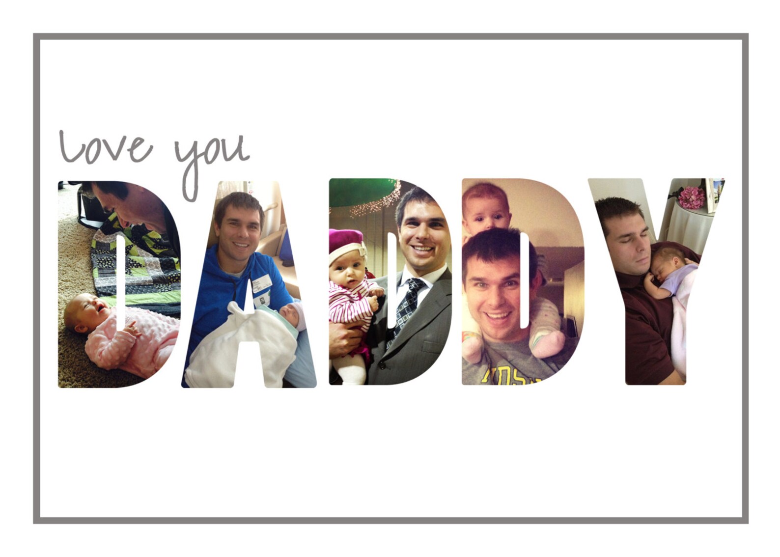 Love You DADDY Picture Word- Custom Digital Print- 5x7- Eogdenave - Etsy