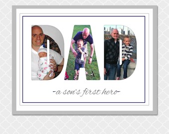 DAD a son's first hero picture word- Custom Digital Print- 5x7- EOgdenAve