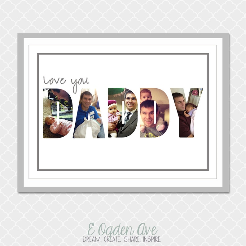 Love you DADDY picture word Custom Digital Print 5x7 image 1