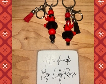 Cardinal Keychain Cardinal Purse Charm Zipper Pull Bag Tag Backpack Keychain Book Bag Zipper Charm Ready to Ship Backpack Buddy