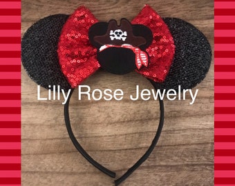 Disney Cruise Captain Mouse Ears Sparkly Black Minnie Mouse  display picture 2