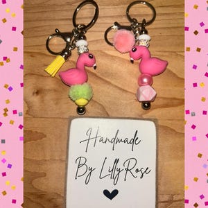 Flamingo Keychain Cardinal Purse Charm Zipper Pull Bag Tag Backpack Keychain Book Bag Zipper Charm Ready to Ship Backpack Buddy Flamingos