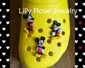 Set of 3 Mouse Inspired Shoe Charm Disney Charms Rubber Clog Charms Shoe Clips Ready to Ship