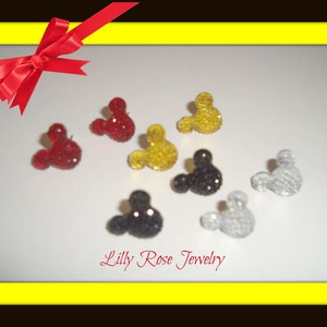 Minnie Mouse Stud Mickey Mouse Studs Inspired Stud Earrings Glitter Rhinestone Stud Earrings Mouse Earrings 4 Pairs 1/2 Inch Disney Earrings
