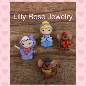 Cinderella Shoe Charms Fairy Godmother Gus Gus Jaq Shoe Charms Disney Charms Rubber Clog Charms Shoe Clips Ready to Ship