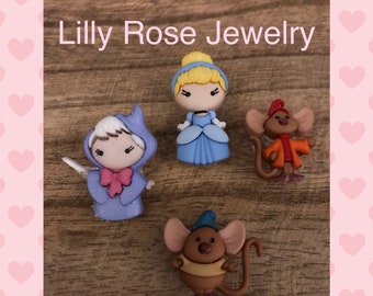Cinderella Shoe Charms Fairy Godmother Gus Gus Jaq Shoe Charms Disney Charms Rubber Clog Charms Shoe Clips Ready to Ship