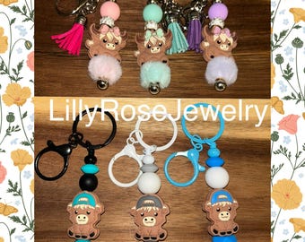 Highland Cow Keychain Purse Charm Zipper Pull Bag Tag Book Bag Charm Backpack Keychain Book Bag Zipper Charm Ready to Ship Backpack Buddy
